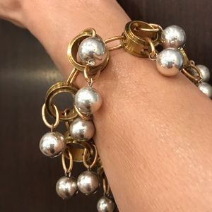 Statement bauble bracelet brass & sterling silver
